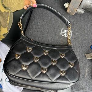 Juicy Couture Black Quilted Heart Shoulder Bag